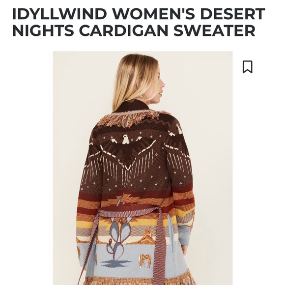 Idyllwind Brown Multi Desert Nights Fringe Cardigan NWT Medium - Picture 3 of 12